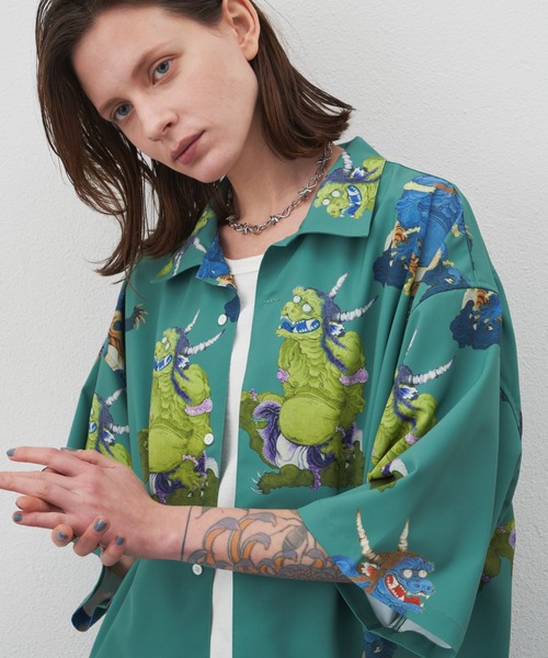 希少❗️おニャン子クラブ コンサート 半袖 シャツ エメラルドグリーン 希少❗️おニャン子クラブ コンサート 半袖 シャツ エメラルドグリーン