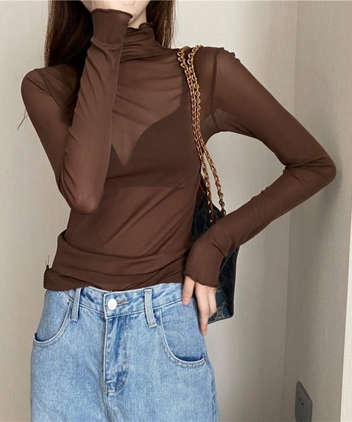 VIBGYOR Women（ヴィブジョー　ウィメン）の「【KOREA SELECT】メロウ シアートップス（シャツ/ブラウス・レディース・ホワイト/ブラック/ブラウン/グレー/アイボリー・FREE）」の5枚目の写真