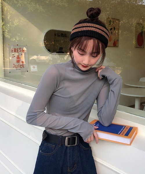 VIBGYOR Women（ヴィブジョー　ウィメン）の「【KOREA SELECT】メロウ シアートップス（シャツ/ブラウス・レディース・ホワイト/ブラック/ブラウン/グレー/アイボリー・FREE）」の15枚目の写真