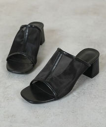 センターシームローヒールメッシュサンダル