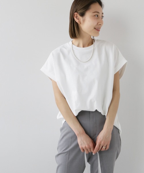JOURNAL STANDARD relume フレンチスリーブ リブTシャツ白 JOURNAL STANDARD relume tシャツ フレンチスリーブロゴTシャツ