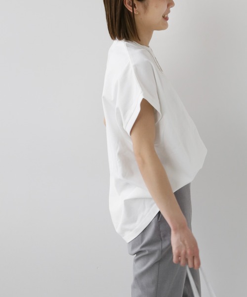 JOURNAL STANDARD relume フレンチスリーブ リブTシャツ白