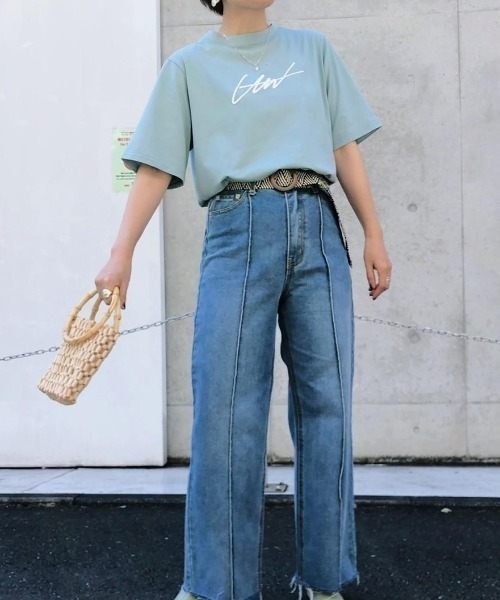 EACH.(イーチ)の「EACH(イーチ)HALF SLEEVE PRINT TEE/ハーフスリーブTシャツ(Tシャツ/カットソー・レディース・ホワイト/ブラック/ミント・FREE)」の3枚目の写真