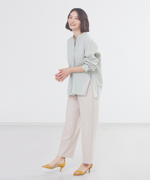 abahouse mavie（アバハウスマヴィ）の「【感嘆パンツ】リネン混セミワイドパンツ（スラックス・レディース・ピンク/ブラック/ベージュ・38/40/36）」の18枚目の写真