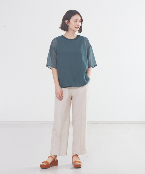 abahouse mavie（アバハウスマヴィ）の「【感嘆パンツ】リネン混セミワイドパンツ（スラックス・レディース・ピンク/ブラック/ベージュ・38/40/36）」の19枚目の写真