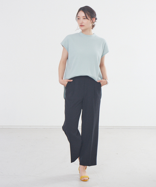 abahouse mavie（アバハウスマヴィ）の「【感嘆パンツ】リネン混セミワイドパンツ（スラックス・レディース・ピンク/ブラック/ベージュ・38/40/36）」の8枚目の写真