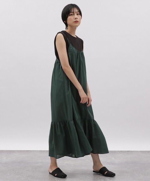 LAKOLE（ラコレ）の「クリンクルVティアードワンピース / 277584（ワンピース・レディース・ブラック/ブラウン/グリーン・SMALL/MEDIUM）」の6枚目の写真