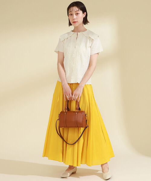 Ray BEAMS(レイビームス)の「Ray BEAMS / シャーリング ビッグカラー シャツ(シャツ/ブラウス・レディース・ブラック/オレンジ/オフホワイト・ONE SIZE)」の7枚目の写真