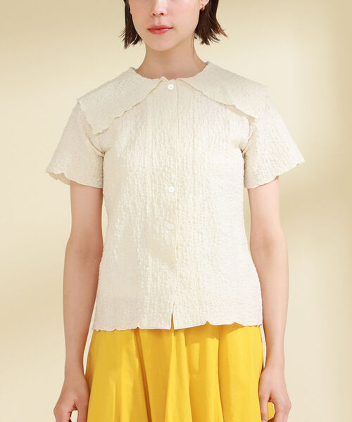 Ray BEAMS(レイビームス)の「Ray BEAMS / シャーリング ビッグカラー シャツ(シャツ/ブラウス・レディース・ブラック/オレンジ/オフホワイト・ONE SIZE)」の15枚目の写真