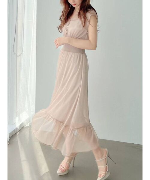 RESEXXY（リゼクシー）の「ウエストリブドレスワンピース（ワンピース・レディース・ブラック/ベージュ/ピンク/オレンジ・FREE）」の2枚目の写真