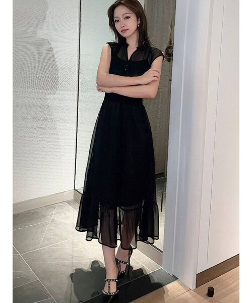 RESEXXY（リゼクシー）の「ウエストリブドレスワンピース（ワンピース・レディース・ブラック/ベージュ/ピンク/オレンジ・FREE）」の9枚目の写真