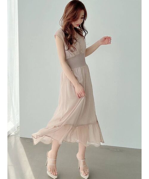 RESEXXY（リゼクシー）の「ウエストリブドレスワンピース（ワンピース・レディース・ブラック/ベージュ/ピンク/オレンジ・FREE）」の6枚目の写真