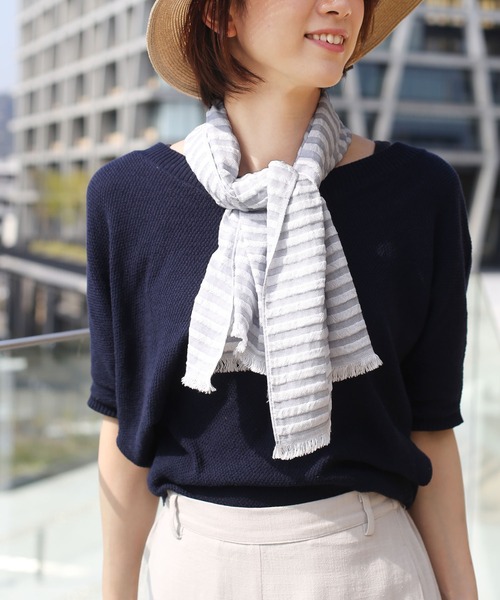 sankyo shokai(サンキョウショウカイ)の「接触冷感UVカットひんやりタオルマフラー(アウトドアグッズ・レディース・ネイビー/グレー/グレー系/ネイビー系・FREE)」の14枚目の写真