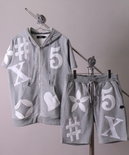 LUXE/R(ラグジュ)の「(RM)【ユニセックス】【LUXE/R】モノグラム ビッグ ロゴ ワッペン ショートパンツ(スウェットパンツ・メンズ・ホワイト/ブラック/杢グレー・MEDIUM/LARGE)」の8枚目の写真