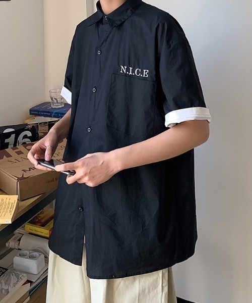 MGV(エムジーヴィー)の「刺繍ロゴデザインシャツ(シャツ/ブラウス・メンズ・ブルー/ブラック/ホワイト・MEDIUM/LARGE/X-LARGE)」の14枚目の写真