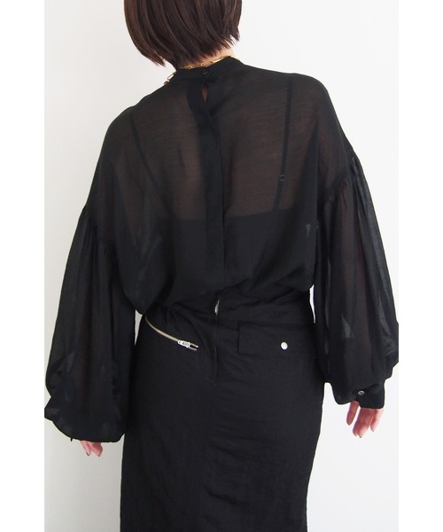 LA PEAU DE GEM(ラポドゥジェム)の「【LA PEAU DE GEM】ギャザースリーブブラウス(シャツ/ブラウス・レディース・ホワイト/ブラック・FREE)」の11枚目の写真