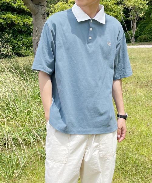 PairPair（ペアペア）の「襟配色ポロシャツ(ユニセックス)（ポロシャツ・メンズ・オフホワイト/グリーン/グレイッシュブルー・MEDIUM/LARGE）」の15枚目の写真