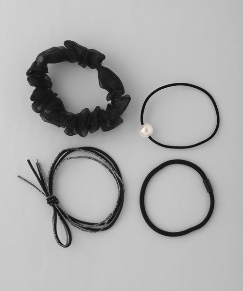 ANEMONE（アネモネ）の「シュシュ×デザインヘアゴム[4本セット]（ヘアゴム・レディース・ベージュ/ブルー/グリーン/ピンク/ブラック/ネイビー/ブラウン・FREE）」の12枚目の写真