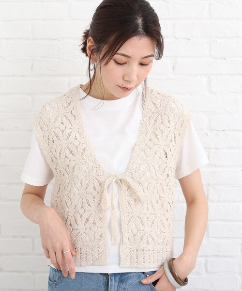 SHOO・LA・RUE(シューラルー)の「◆クロシェニットベスト(ベスト・レディース・ブラック/レンガ/アイボリー・02/03)」の4枚目の写真