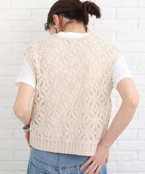 SHOO・LA・RUE(シューラルー)の「◆クロシェニットベスト(ベスト・レディース・ブラック/レンガ/アイボリー・02/03)」の6枚目の写真