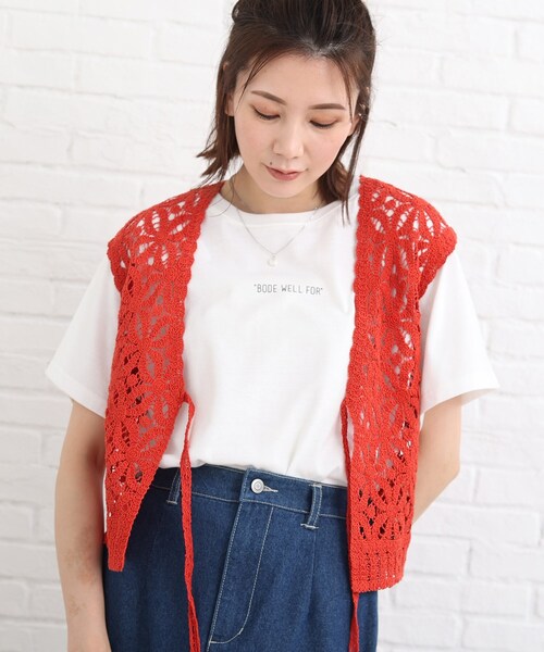 SHOO・LA・RUE(シューラルー)の「◆クロシェニットベスト(ベスト・レディース・ブラック/レンガ/アイボリー・02/03)」の14枚目の写真