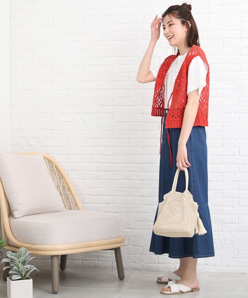 SHOO・LA・RUE(シューラルー)の「◆クロシェニットベスト(ベスト・レディース・ブラック/レンガ/アイボリー・02/03)」の17枚目の写真