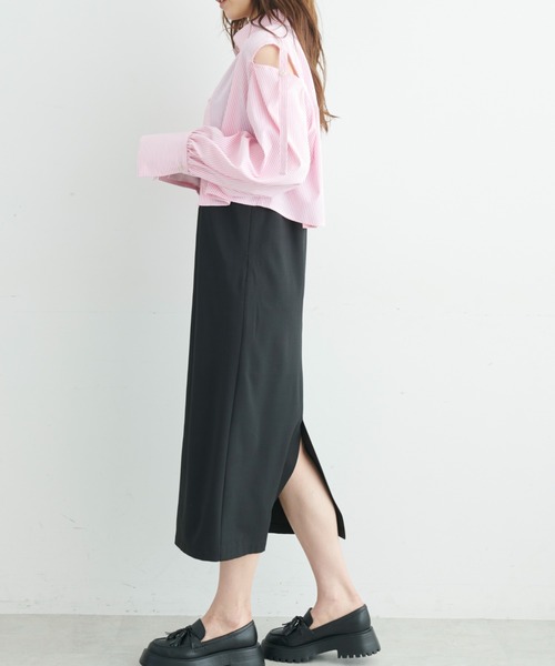 FREE'S MART（フリーズマート）の「◆肩あきクロップドシャツ（シャツ/ブラウス・レディース・ホワイト/ブルー/ピンク系その他・FREE）」の7枚目の写真