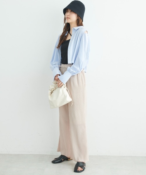 FREE'S MART（フリーズマート）の「◆肩あきクロップドシャツ（シャツ/ブラウス・レディース・ホワイト/ブルー/ピンク系その他・FREE）」の5枚目の写真