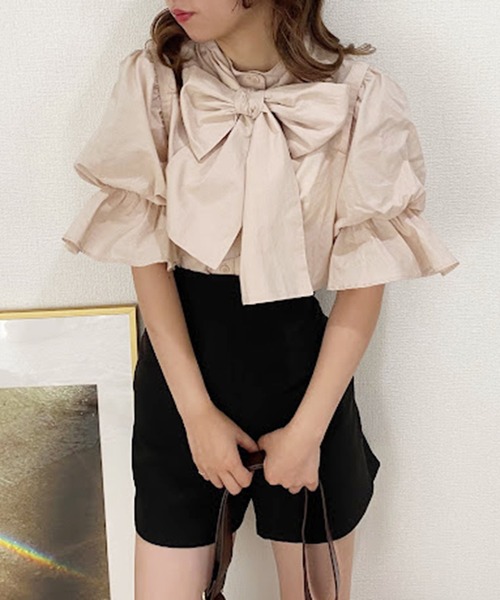 one after another NICE CLAUP（ワンアフターアナザーナイスクラップ）の「肩開きマルチWAYボウタイブラウス（シャツ/ブラウス・レディース・ベージュ/オフホワイト/ホワイト系その他/ブラック系その他・FREE）」の4枚目の写真