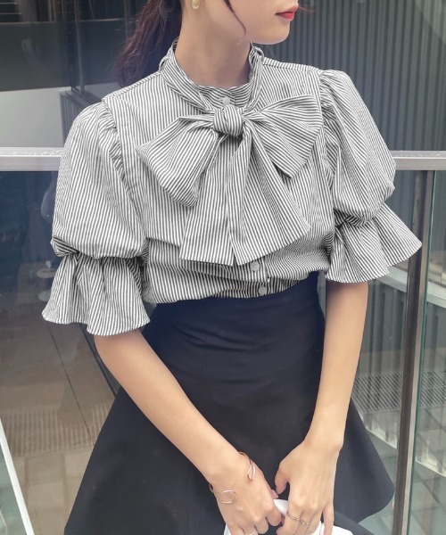 one after another NICE CLAUP（ワンアフターアナザーナイスクラップ）の「肩開きマルチWAYボウタイブラウス（シャツ/ブラウス・レディース・ベージュ/オフホワイト/ホワイト系その他/ブラック系その他・FREE）」の7枚目の写真