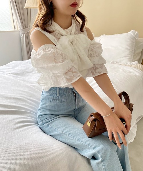 one after another NICE CLAUP（ワンアフターアナザーナイスクラップ）の「肩開きマルチWAYボウタイブラウス（シャツ/ブラウス・レディース・ベージュ/オフホワイト/ホワイト系その他/ブラック系その他・FREE）」の9枚目の写真