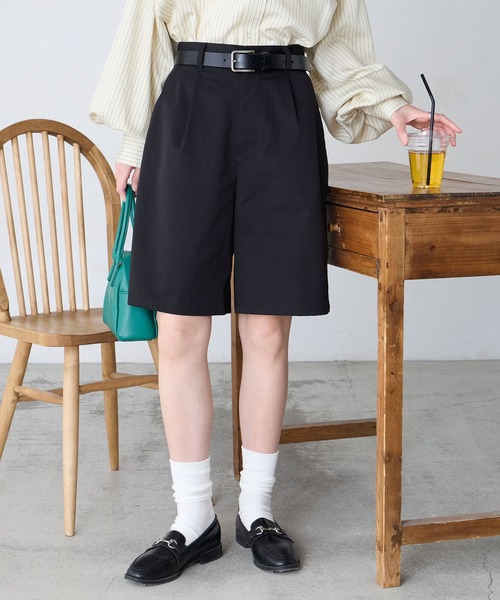 タック入り ハイウエストチノショートパンツ（チノパンツ）｜BONLECILL