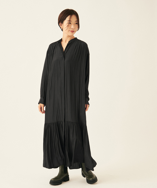 journal standard L'essage（ジャーナルスタンダードレサージュ）の「《追加》ローグストライプ/デシンマキシティアードワンピース（ワンピース・レディース・ブラック/ネイビー系1・FREE）」の5枚目の写真