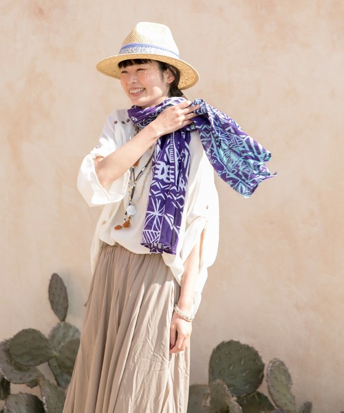 チャイハネ（チャイハネ）の「【チャイハネ】幾何学柄カパストール（ストール/ショール・レディース・ブラック/パープル/キャメル/カーキ・FREE）」の7枚目の写真