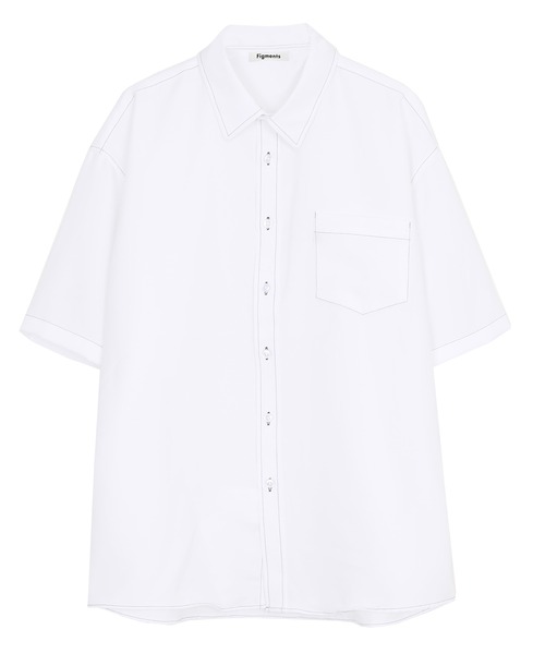 Figments(フィグメンツ)の「ステッチ半袖シャツ(シャツ/ブラウス・レディース・ホワイト/ブラック・FREE)」の11枚目の写真