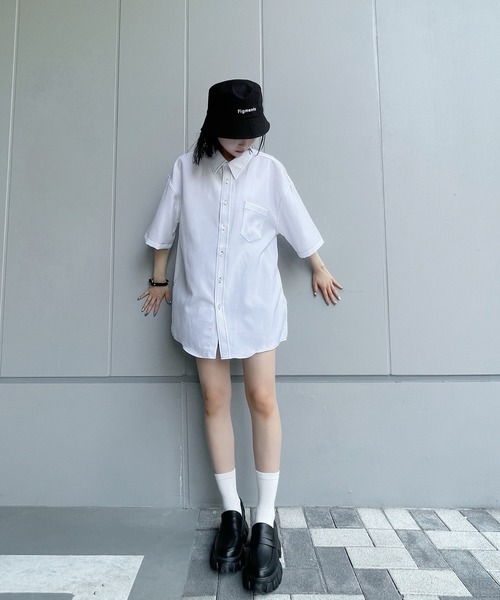 Figments(フィグメンツ)の「ステッチ半袖シャツ(シャツ/ブラウス・レディース・ホワイト/ブラック・FREE)」の21枚目の写真