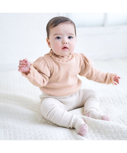 apres les cours（アプレレクール）の「レース付きリブボディースーツ（肌着・キッズ・アイボリー/ピンク・70/80）」の5枚目の写真