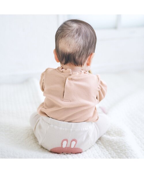 apres les cours（アプレレクール）の「レース付きリブボディースーツ（肌着・キッズ・アイボリー/ピンク・70/80）」の3枚目の写真