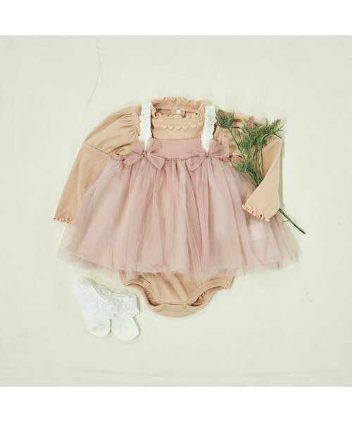 apres les cours（アプレレクール）の「レース付きリブボディースーツ（肌着・キッズ・アイボリー/ピンク・70/80）」の9枚目の写真