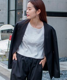 GLOSTER | ノーカラージャケット＆イージーパンツ セットアップ【ジャケット＋パンツの2点セット】setup(セットアップ)