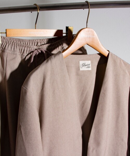 GLOSTER(グロスター)の「ノーカラージャケット&イージーパンツ セットアップ【ジャケット+パンツの2点セット】setup(セットアップ・メンズ・ブラック/ベージュ/グレー・S/M/L)」の4枚目の写真