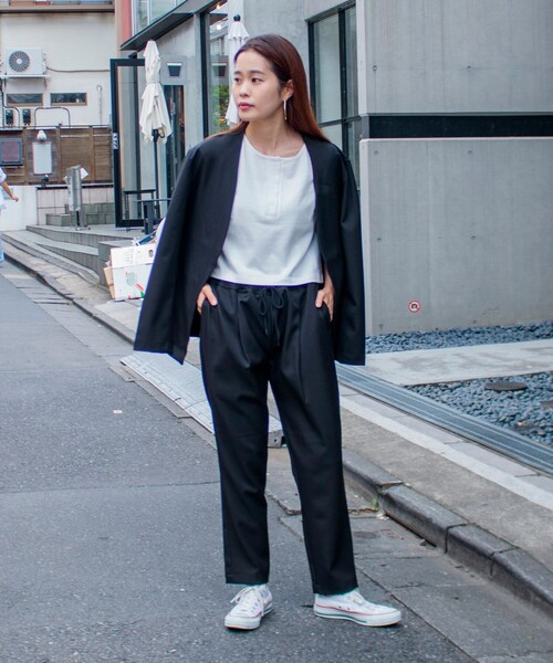 GLOSTER(グロスター)の「ノーカラージャケット&イージーパンツ セットアップ【ジャケット+パンツの2点セット】setup(セットアップ・メンズ・ブラック/ベージュ/グレー・S/M/L)」の5枚目の写真