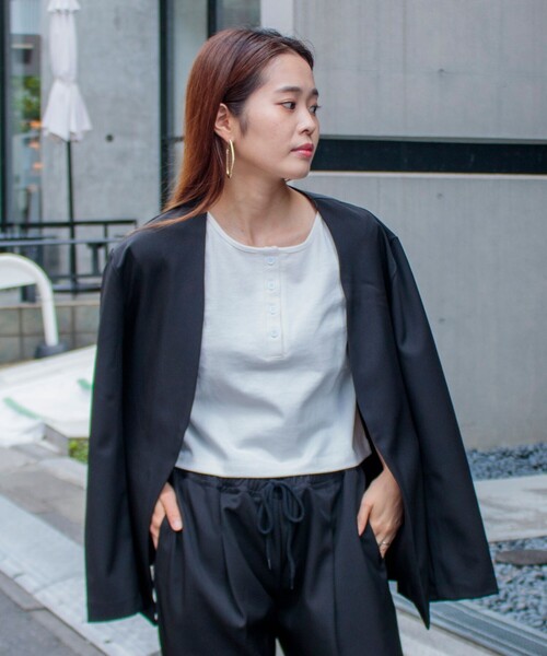 GLOSTER(グロスター)の「ノーカラージャケット&イージーパンツ セットアップ【ジャケット+パンツの2点セット】setup(セットアップ・メンズ・ブラック/ベージュ/グレー・S/M/L)」の8枚目の写真