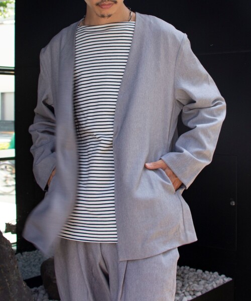 GLOSTER(グロスター)の「ノーカラージャケット&イージーパンツ セットアップ【ジャケット+パンツの2点セット】setup(セットアップ・メンズ・ブラック/ベージュ/グレー・S/M/L)」の14枚目の写真