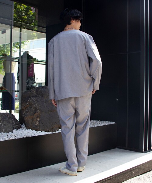 GLOSTER(グロスター)の「ノーカラージャケット&イージーパンツ セットアップ【ジャケット+パンツの2点セット】setup(セットアップ・メンズ・ブラック/ベージュ/グレー・S/M/L)」の15枚目の写真