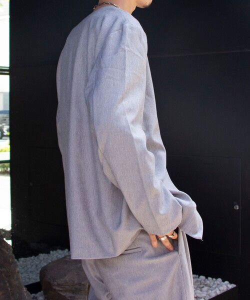 GLOSTER(グロスター)の「ノーカラージャケット&イージーパンツ セットアップ【ジャケット+パンツの2点セット】setup(セットアップ・メンズ・ブラック/ベージュ/グレー・S/M/L)」の16枚目の写真