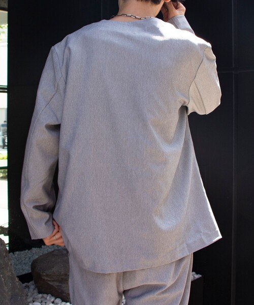 GLOSTER(グロスター)の「ノーカラージャケット&イージーパンツ セットアップ【ジャケット+パンツの2点セット】setup(セットアップ・メンズ・ブラック/ベージュ/グレー・S/M/L)」の17枚目の写真