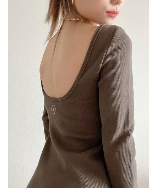 GYDA（ジェイダ）の「【TINY低身長さん向け】バックオープンディープスリットテレコワンピース（ワンピース・レディース・ライトグレー/ブラック/カーキ・FREE）」の11枚目の写真