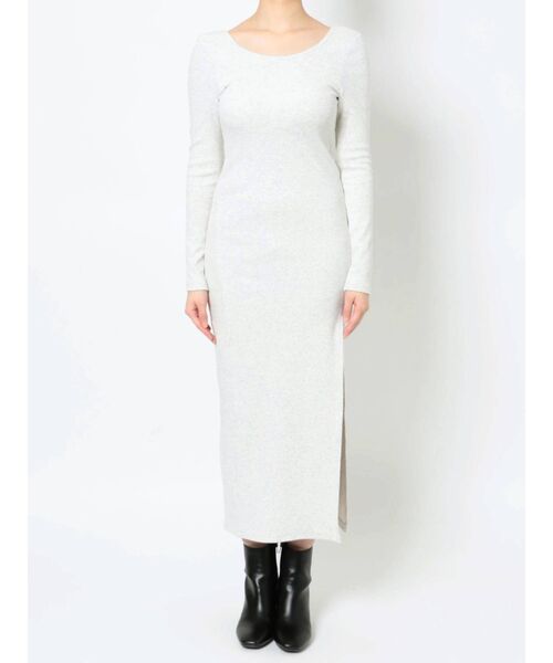 GYDA（ジェイダ）の「【TINY低身長さん向け】バックオープンディープスリットテレコワンピース（ワンピース・レディース・ライトグレー/ブラック/カーキ・FREE）」の19枚目の写真