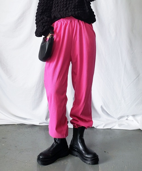 me+em select(ミームセレクト)の「※【 7色展開 】チェックコーデュロイジョガーパンツ(その他パンツ・レディース・ダークパープル/ベージュ/ピンク/ブラウン/モカ/ブラック/ピンク系その他・FREE)」の7枚目の写真